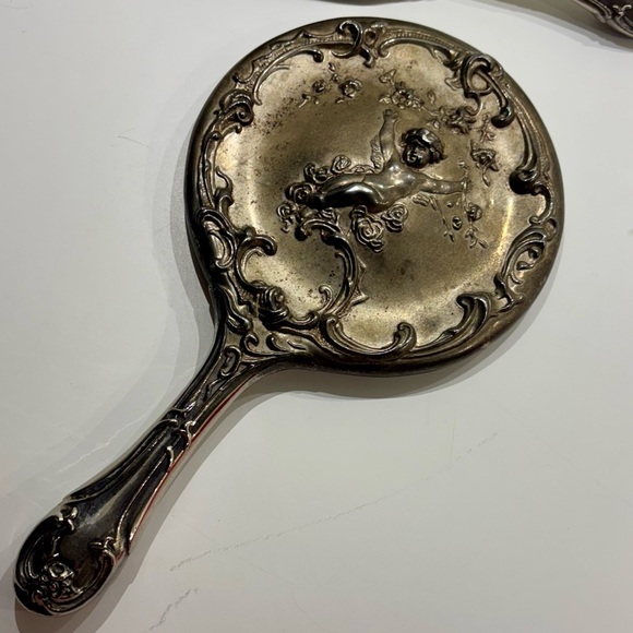 Silver Cherub Vanity Mirror Set - Picture 6 of 6